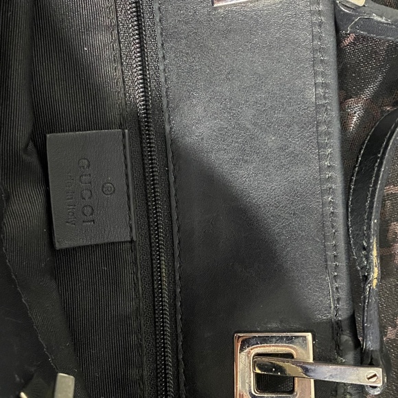 AUTHENTIC Gucci Black Monogram Canvas Tote Bucket Bag - Picture 9 of 11